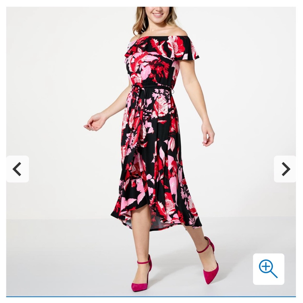 C Wonder by Christian Siriano On/Off Shoulder Flounce Dress